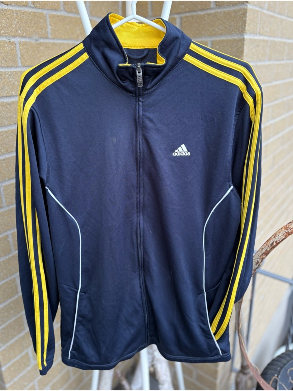 adidas Black Track Jacket with Yellow Stripes
